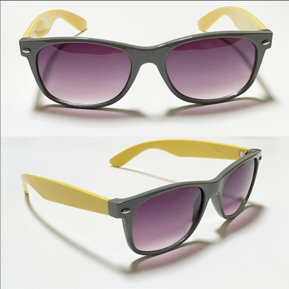 Target plastic color block gray yellow sunglasses